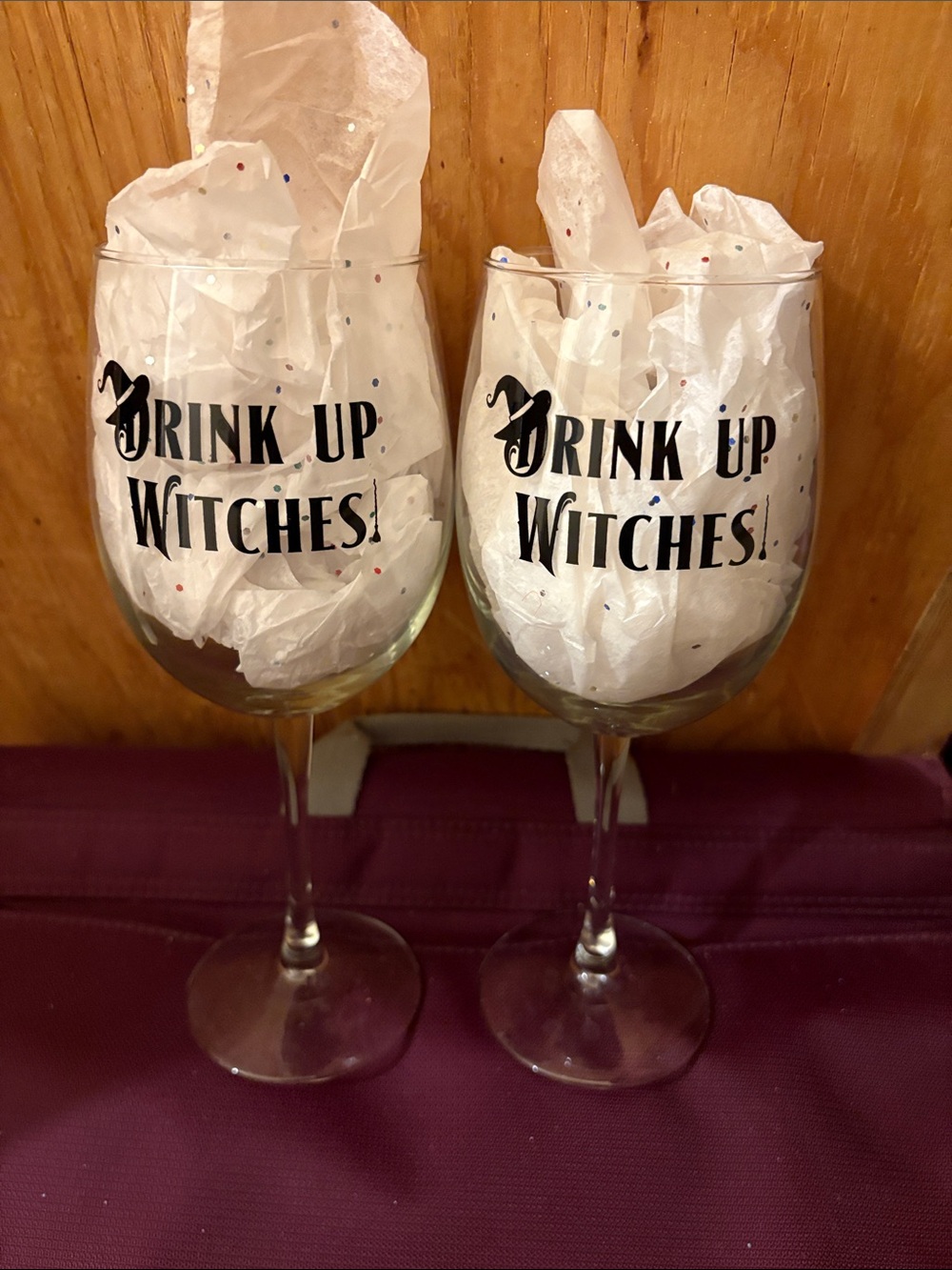 Drink Up Witches! Halloween Wine Glasses - Set of 2